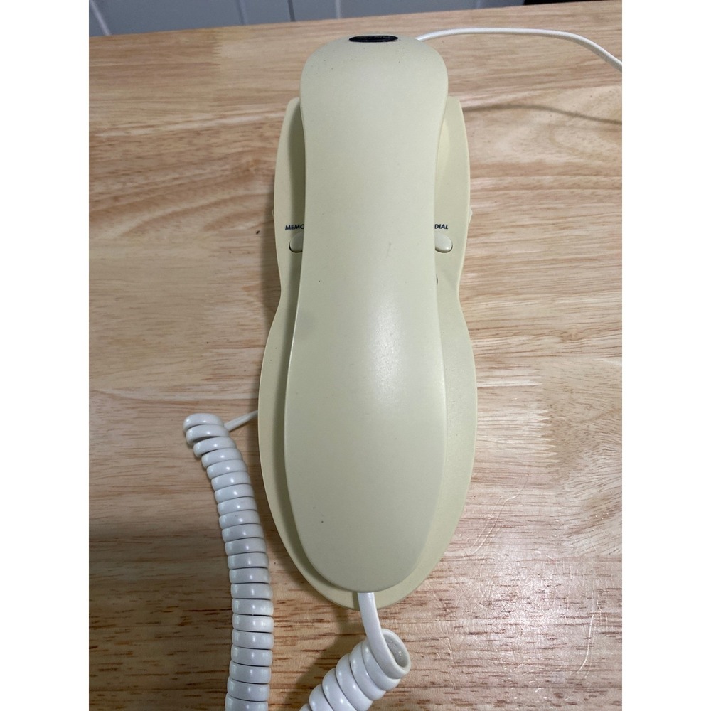 AT&T 210Trimline Corded Phone Lighted Keypad Wall Mountable Almond Cream Vintage